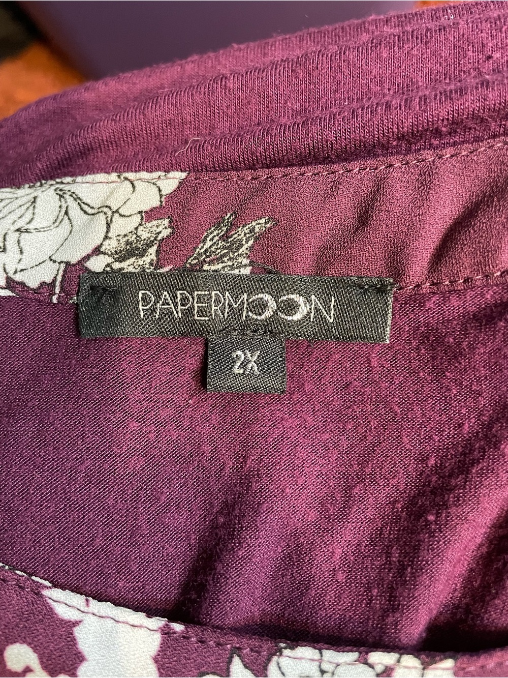 Papermoon Plum Floral Short-Sleeve Blouse - Picture 2 of 2